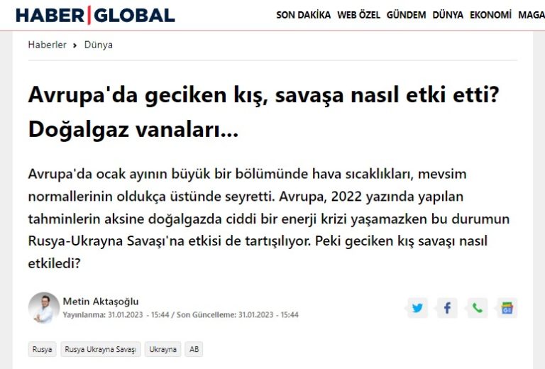 ANKASAM Başkanı Prof. Dr. Mehmet Seyfettin Erol, Kış Koşullarının Rusya-Ukrayna Savaşı’na Etkisini Haber Global’e Değerlendirdi
