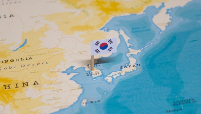 The,Flag,Of,South,Korea,In,The,World,Map